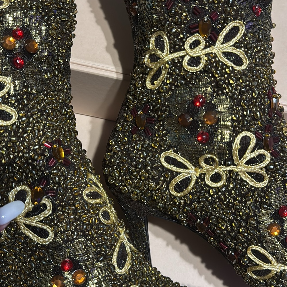 Vintage Colin Stuart Embroidered Beaded beautiful Boots not box size 8 - Picture 14 of 17